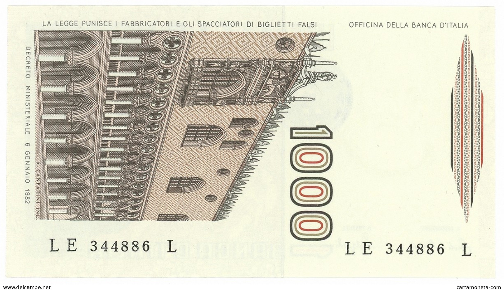 1000 LIRE MARCO POLO LETTERA E 18/01/1988 FDS - Andere & Zonder Classificatie