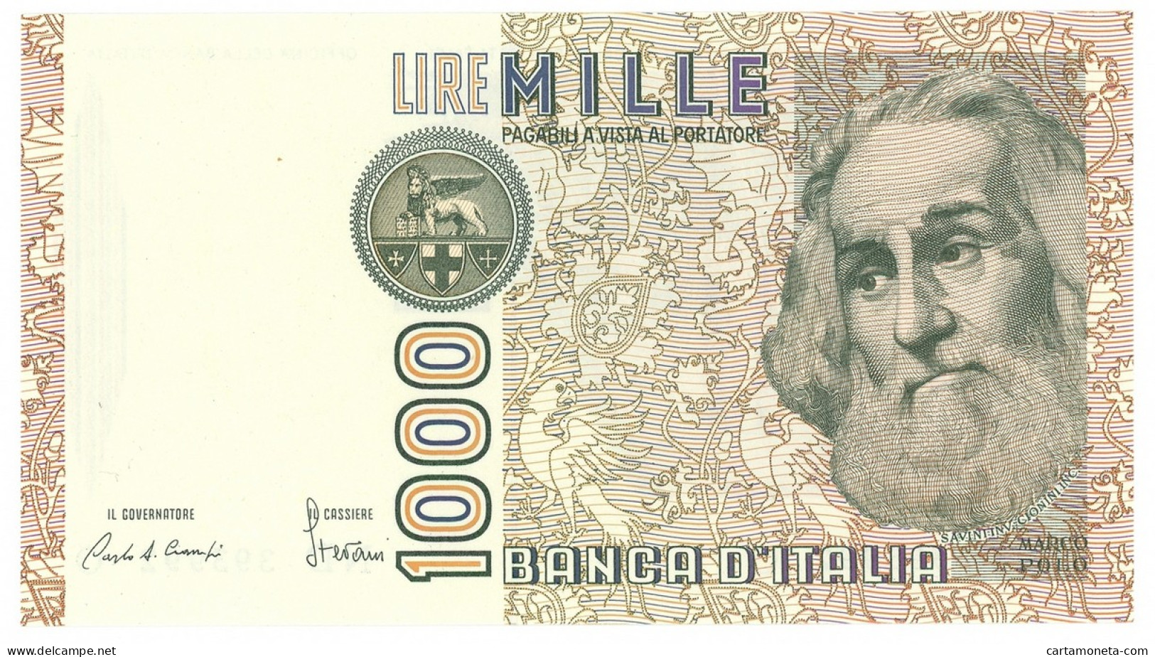 1000 LIRE MARCO POLO LETTERA D 28/10/1985 FDS - Otros & Sin Clasificación