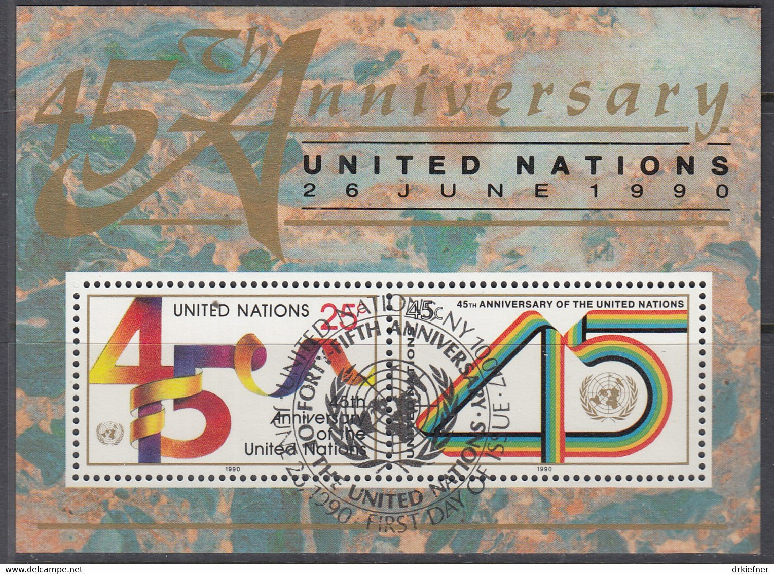 UNO NEW YORK  Block 11, Gestempelt, 45 Jahre UNO, 1990 - Blocks & Sheetlets