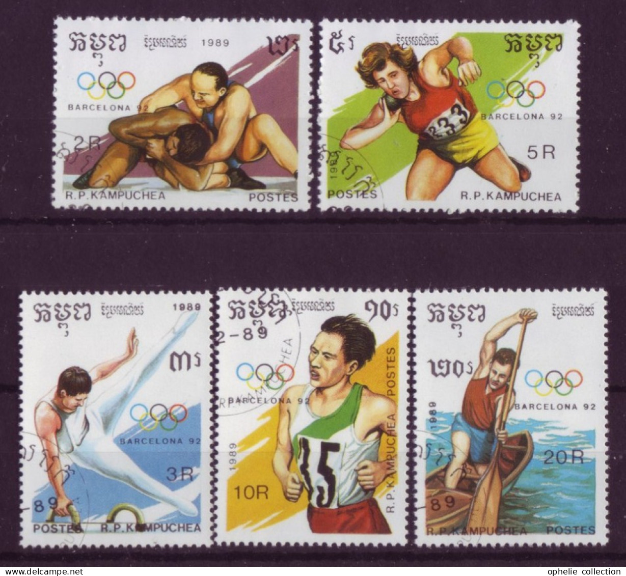 Asie - Kampuchea - Barcelona'92 - Jeux Olympiques D'été - 5 Timbres Différents -  6507 - Kampuchea
