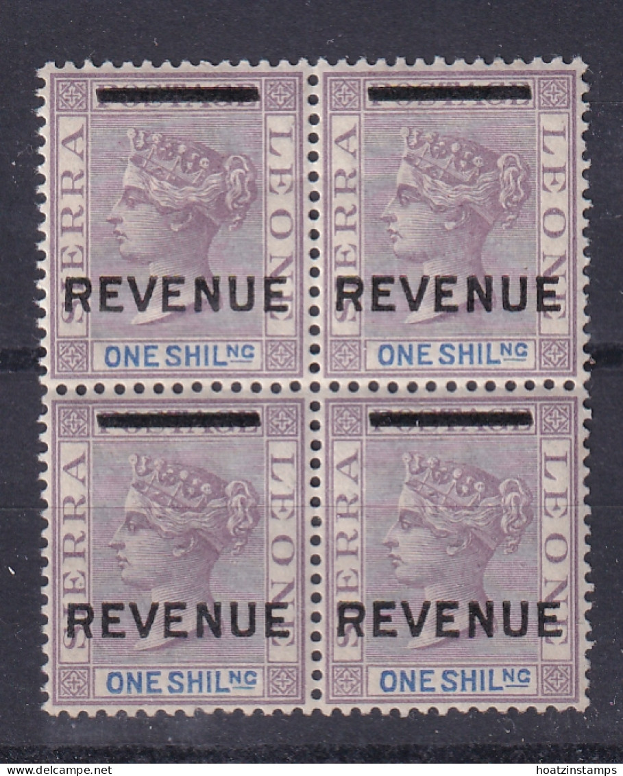 Sierra Leone: 1884   QV - Revenue OVPT     BF4   1/-     MNH Block Of 4 - Sierra Leone (...-1960)