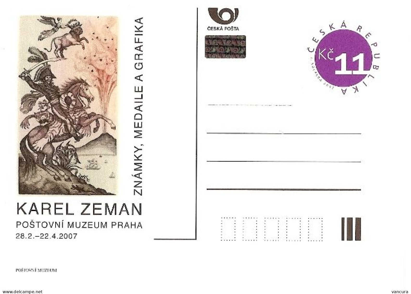 CDV PM 56 Czech Republic B. Zeman Exhibition In The Post Museum 2007  Volcano Tiger Saddle Napoleon's General Murat - Cartes Postales