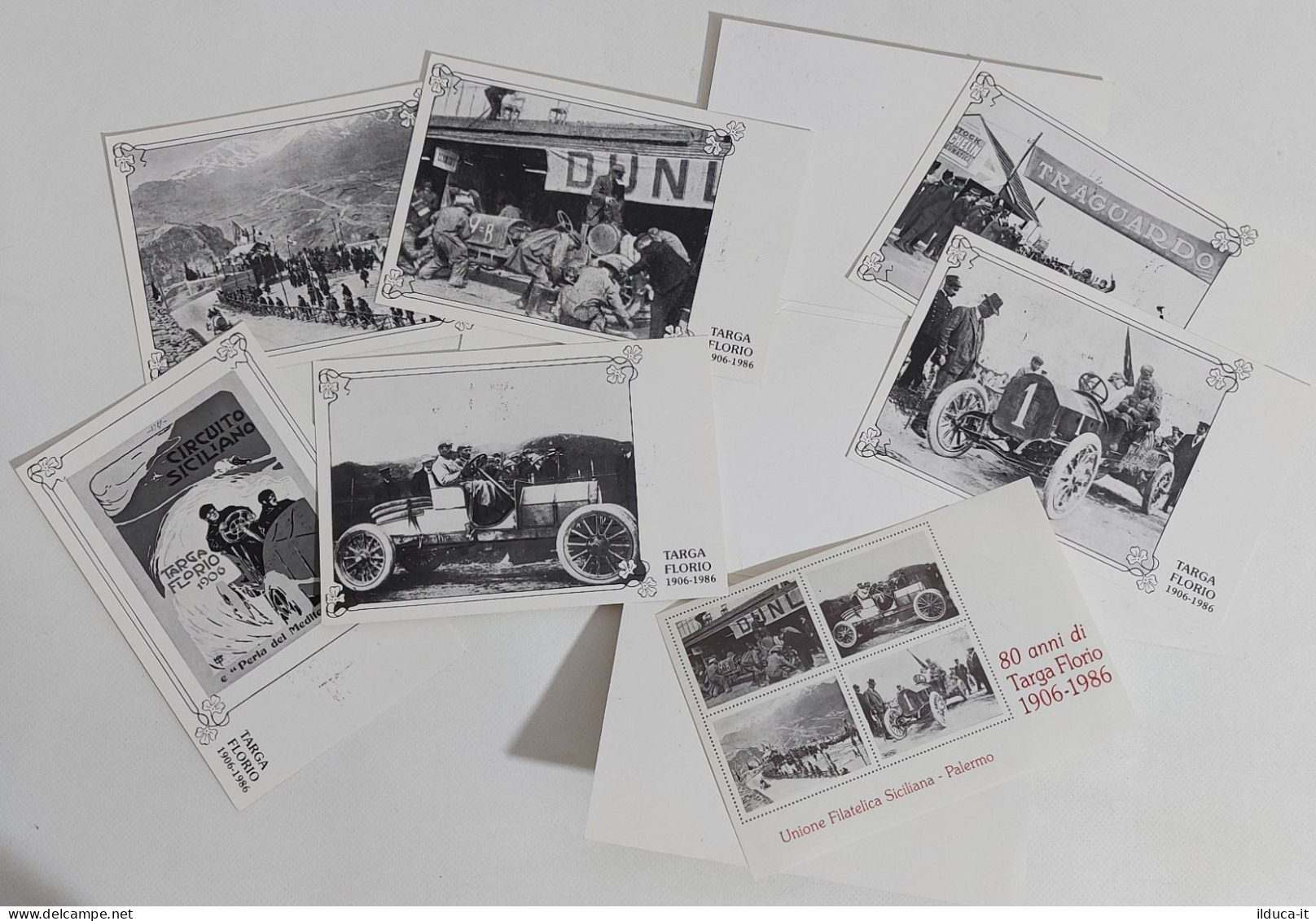 52352 80 Anni Di Targa Florio 1906-1986 - Cofanetto 6 Cartoline + Erinnofili - Abbigliamento, Souvenirs & Varie