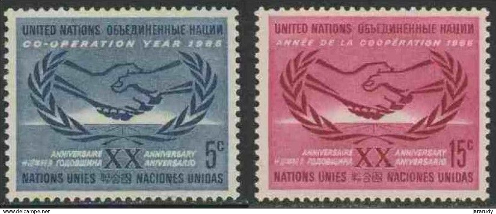 NACIONES UNIDAS NUEVA YORK ANIVERSARIO 1965 Yv 139/40 MNH - UNO