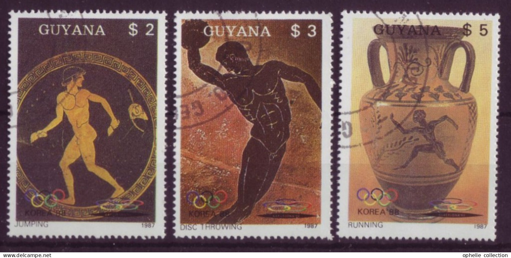 Amérique - Guyana - Korea'88 - Jeux Olympiques D'été - 3 Timbres Différents - 6522 - Nicaragua