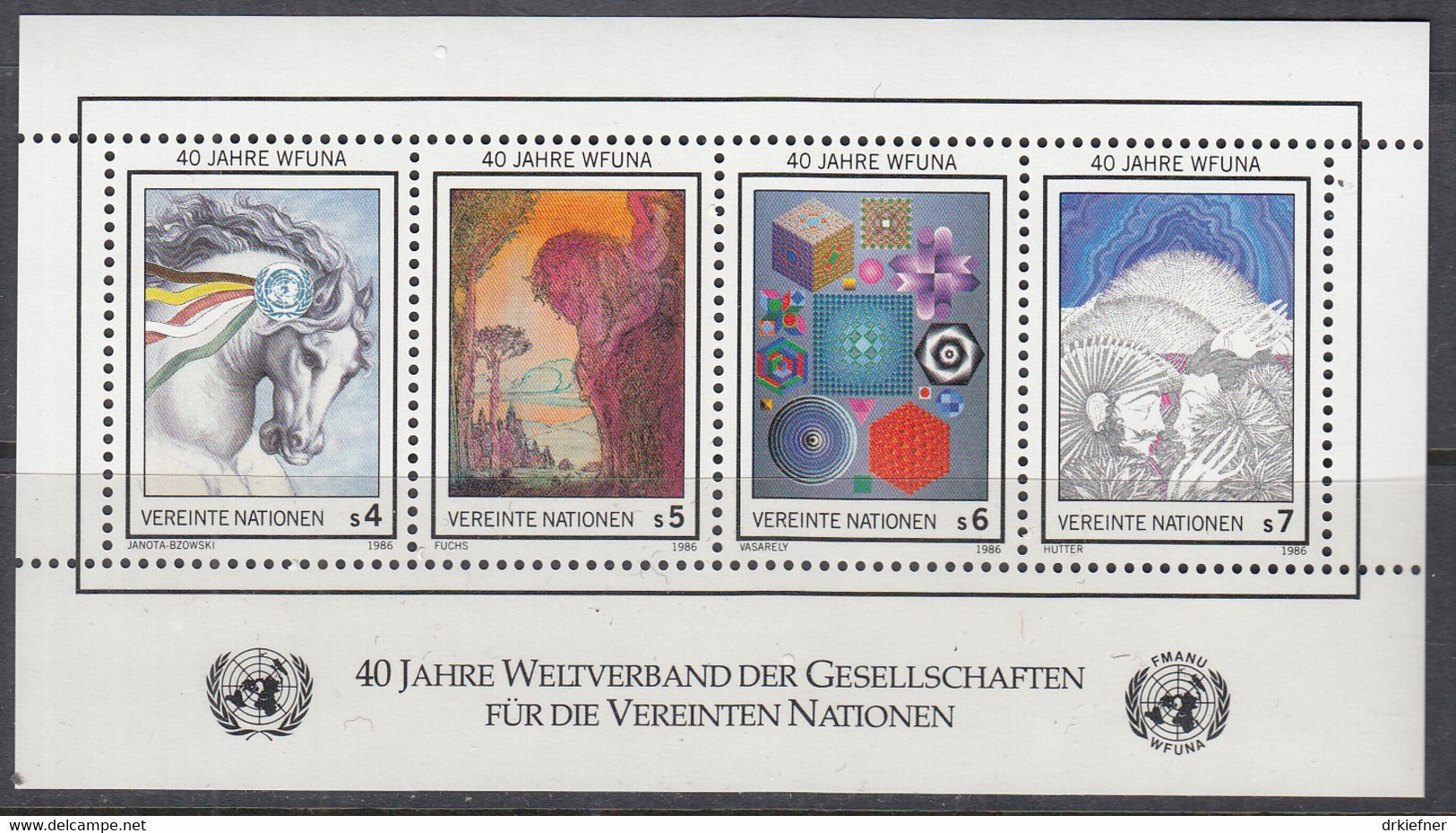 UNO WIEN  Block 3, Postfrisch **, 40 Jahre WFUNA, 1986 - Hojas Y Bloques