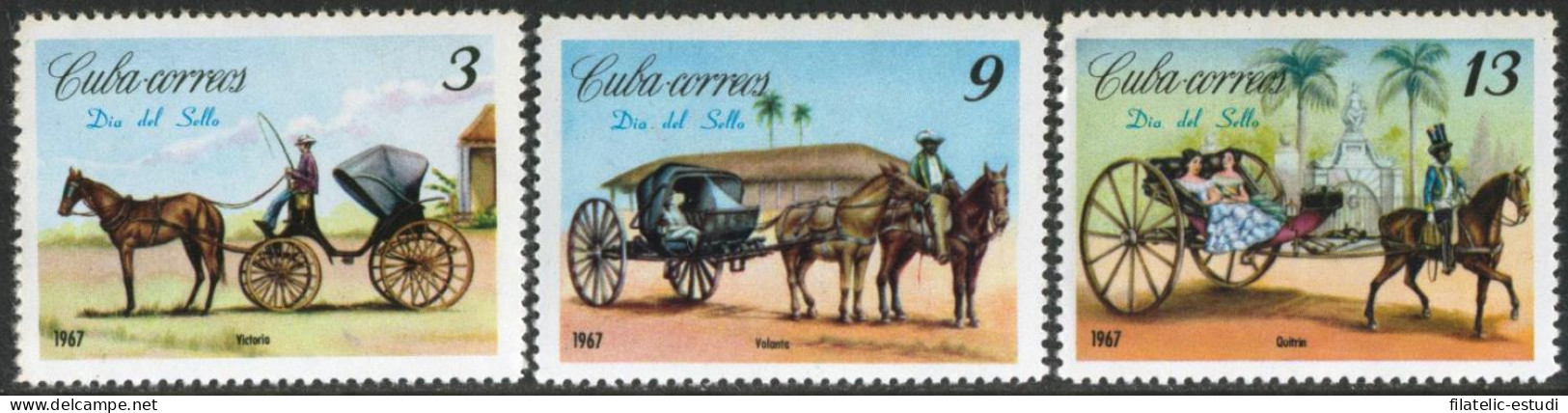 Cuba 1101/03 1967 Día Del Sello Carruajes MH - Otros & Sin Clasificación