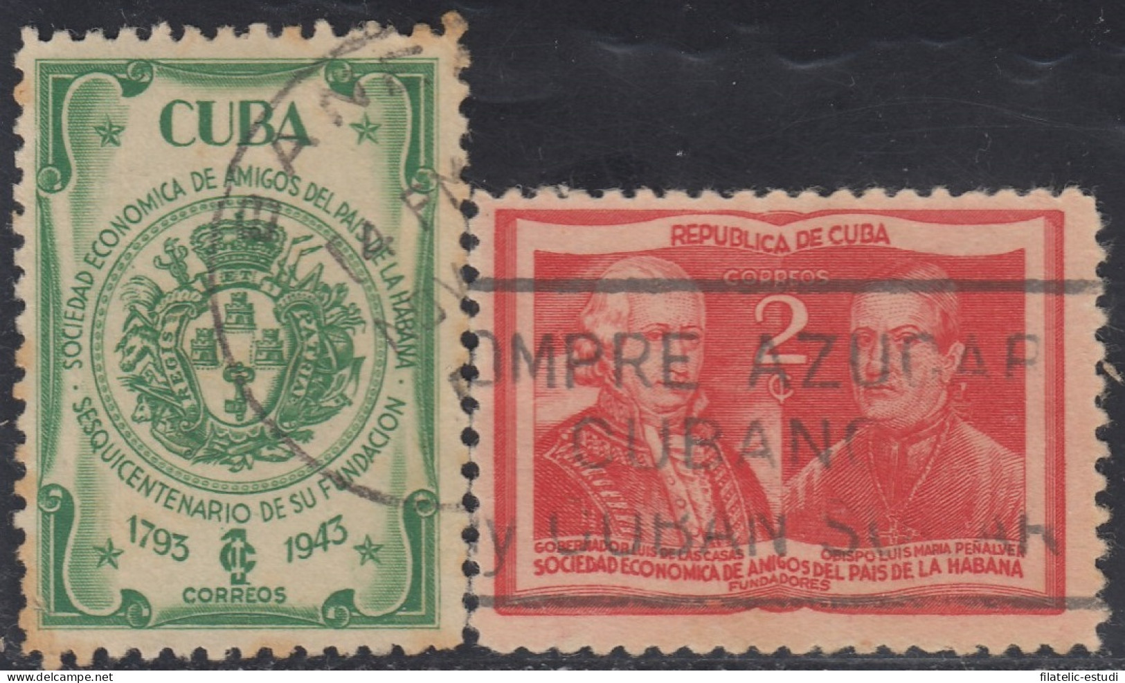 Cuba 285/86 1943 Gobernador Luis De Las Casas Obispo Luis Ma. Peñalver Usados - Other & Unclassified