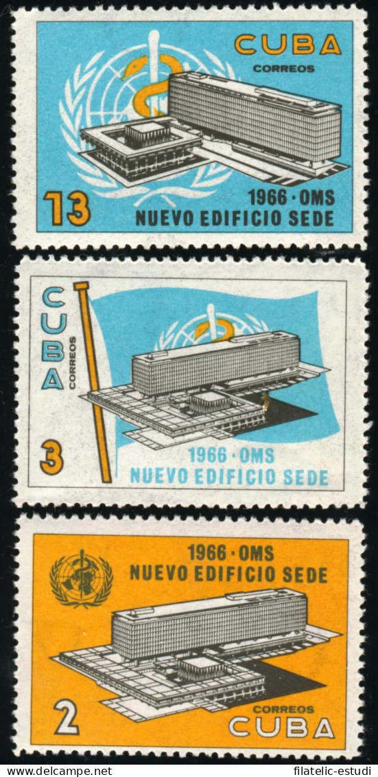 MED  Cuba 993/95 1966 Edificio Sede De La Organización Mundial De La Salud MNH - Autres & Non Classés