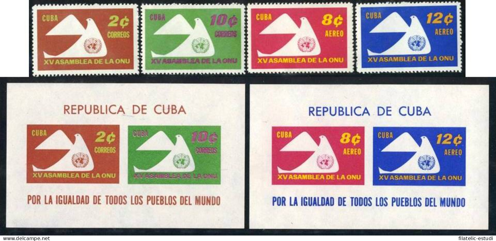 FAU3 Cuba 554/55 + A 230/31 + HB 19/20 1961 XV Asamblea De La ONU MNH - Autres & Non Classés