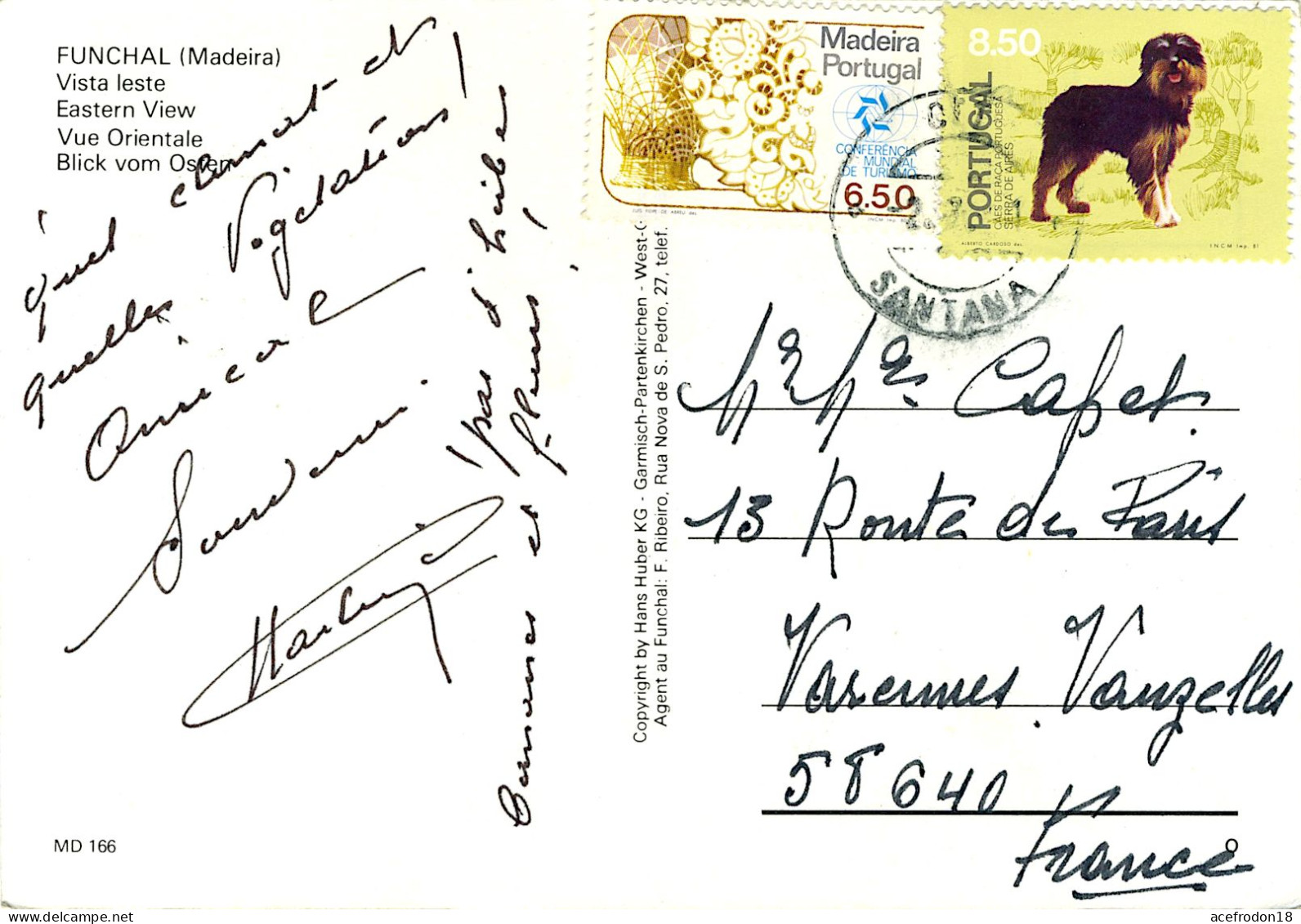 Cpsm Funchal (Madeira) --> Varennes-Vauzelles (58) - 2 Timbres Portugal 1981 - Gebraucht