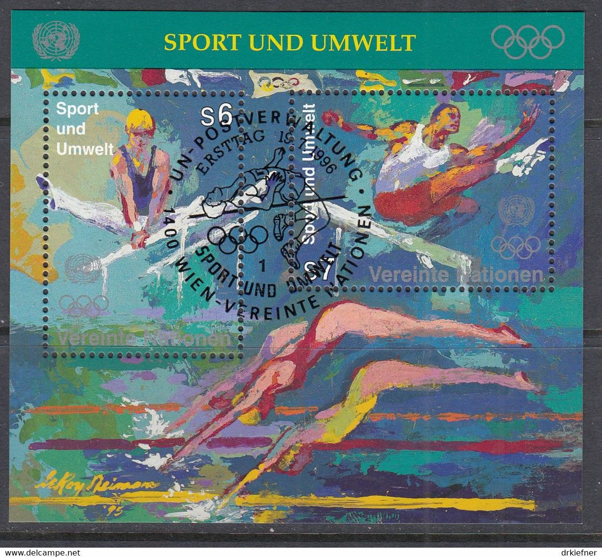 UNO WIEN  Block 7, Gestempelt, 100 Jahre Olympische Spiele Der Neuzeit, 1996 - Hojas Y Bloques