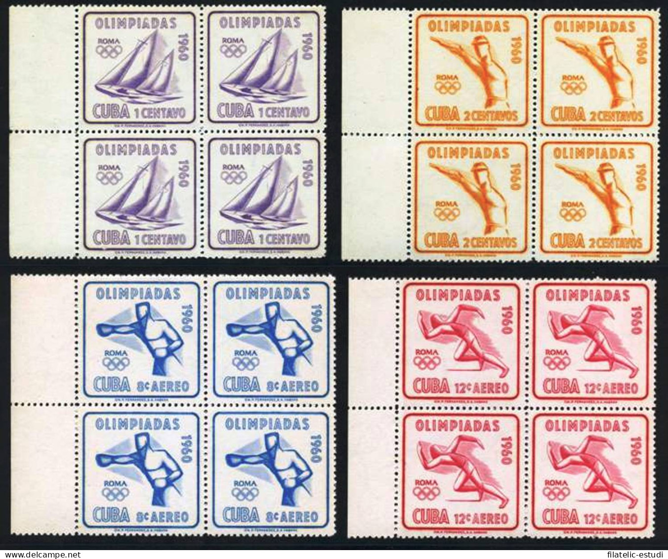 BA1/DEP3 Cuba 532/33 + A 212/13 Bl.4 1960 Olimpiadas Roma MNH - Andere & Zonder Classificatie