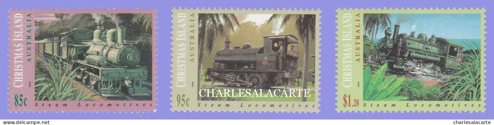 CHRISTMAS ISLAND 1994  STEAM LOCOMOTIVES  SG 389-391  U.M. - Christmas Island