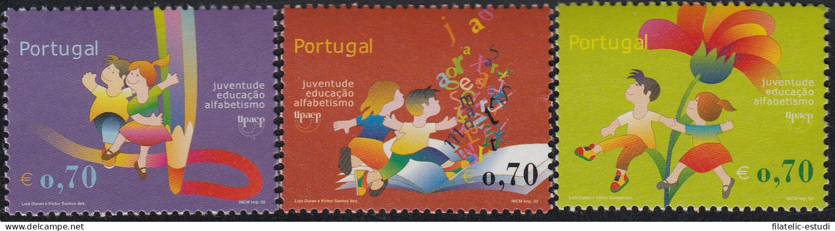 Upaep Portugal 2556/58 2002 Niños Lápiz Libro Abierto Flor MNH - Altri - America