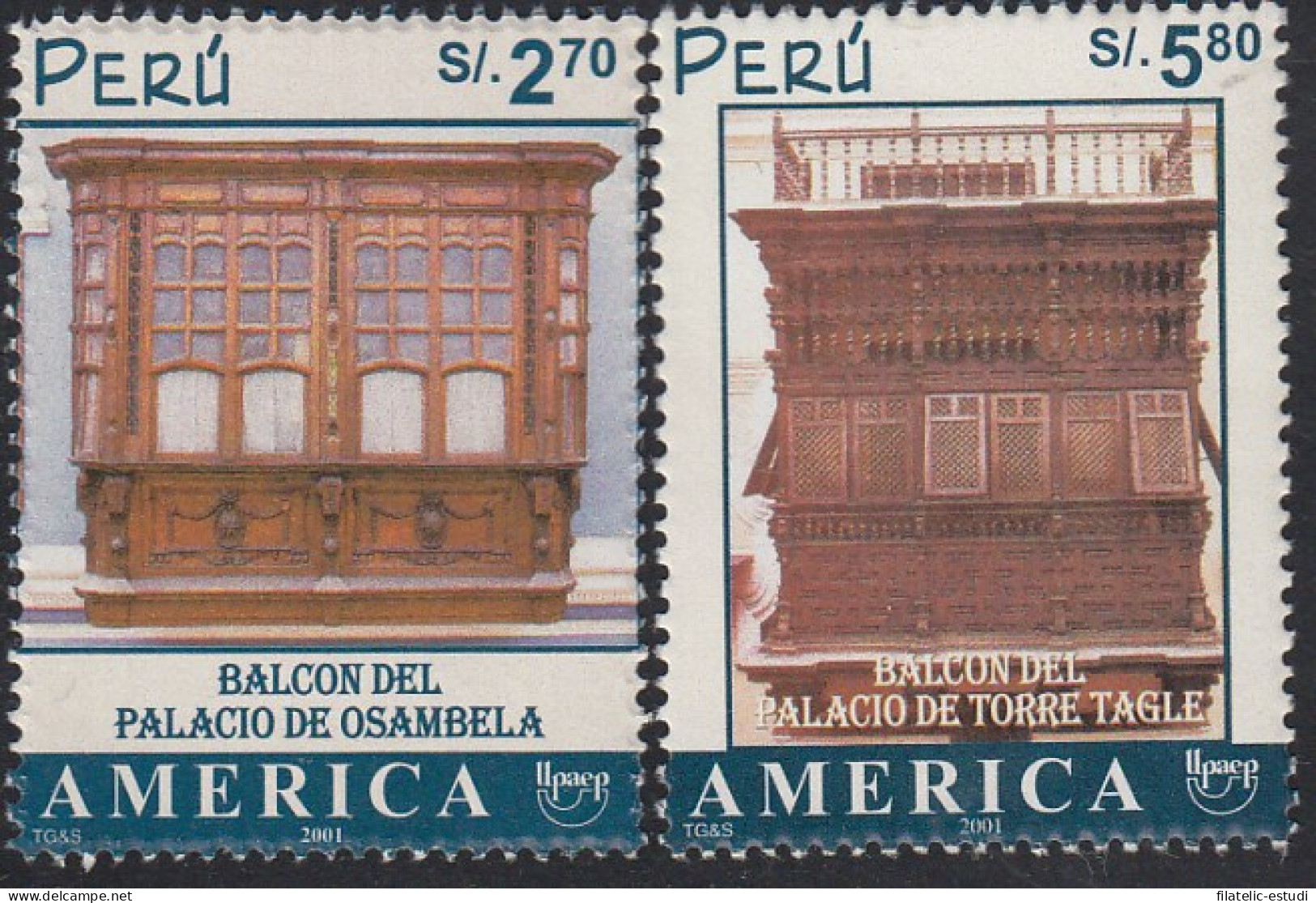 Upaep Perú 1303/04 2001 Balcón Del Palacio De Osambela Y De Torre Tagle MNH - Altri - America