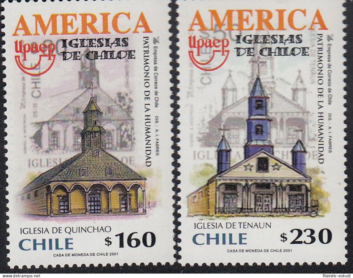Upaep Chile 1598/99 2001 Iglesia De Quinchao Y De Tenaun MNH - Altri - America