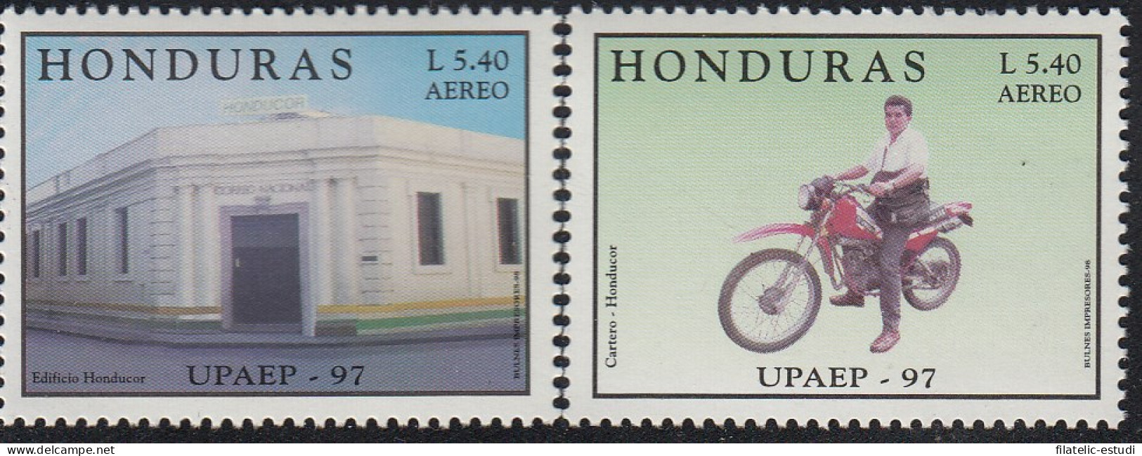 Upaep Honduras 959/60 1997 Cartero En Motocicleta Oficina De Correos MNH - Altri - America