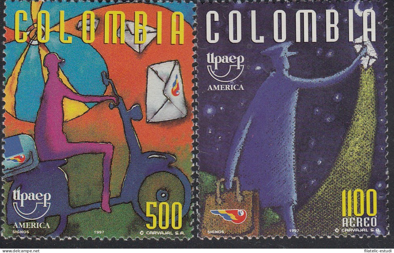 Upaep Colombia 1073-954 1997 Cartero En Motocicleta Motorcycle MNH - Altri - America