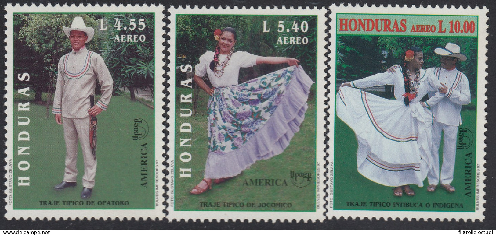 Upaep Honduras 874/76 1996 Traje De Opatoro Jocomino Pareja Indígena MNH - Altri - America