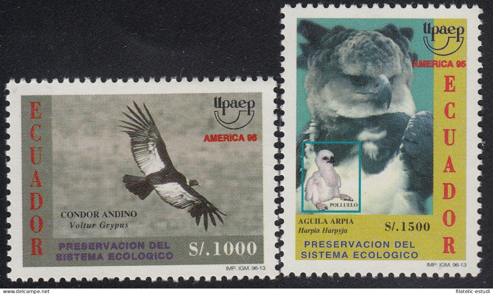 Upaep Ecuador 1344A/1344B 1995 Vultur Arpia Pájaro Bird Fauna MNH - Altri - America