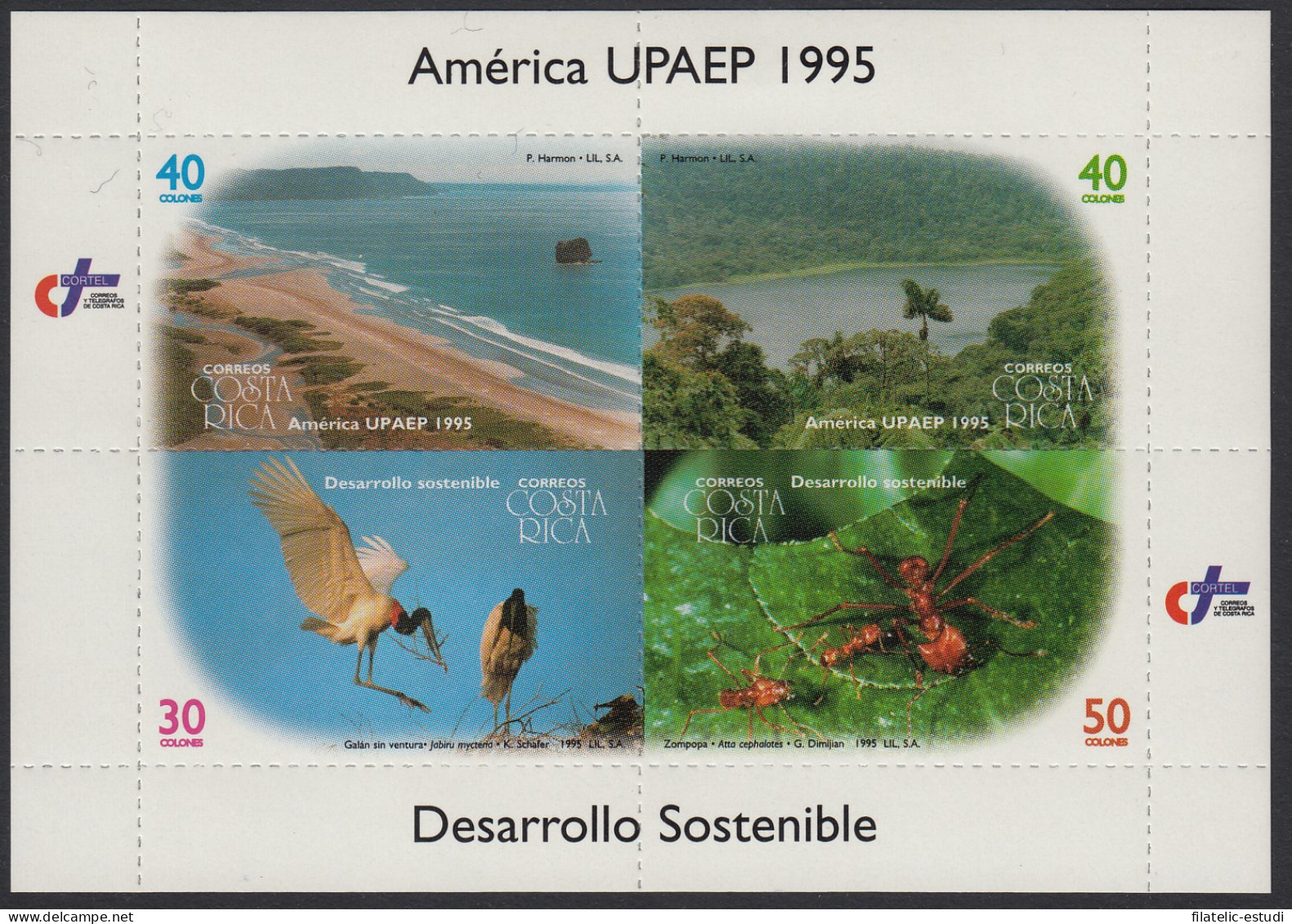 Upaep Costa Rica 597/600 1995 Litoral Río Fauna MNH - Altri - America