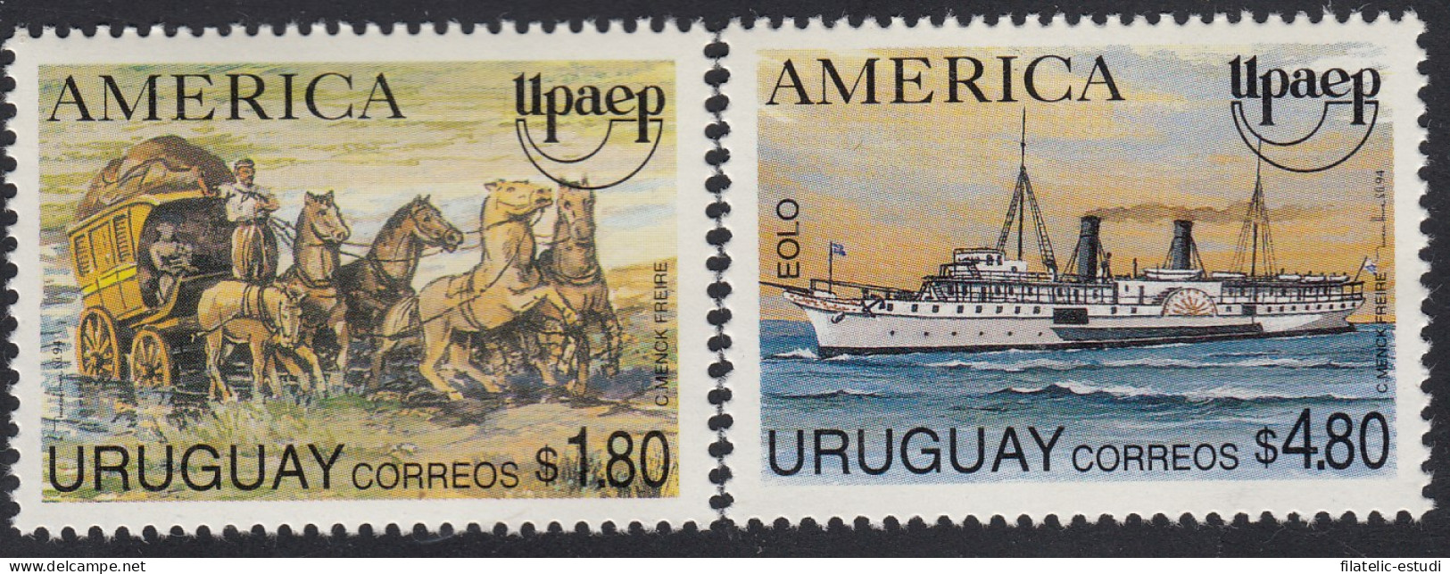 Upaep Uruguay 1487/88 1994 Carreta Postal Barco Y Eolo MNH - Altri - America