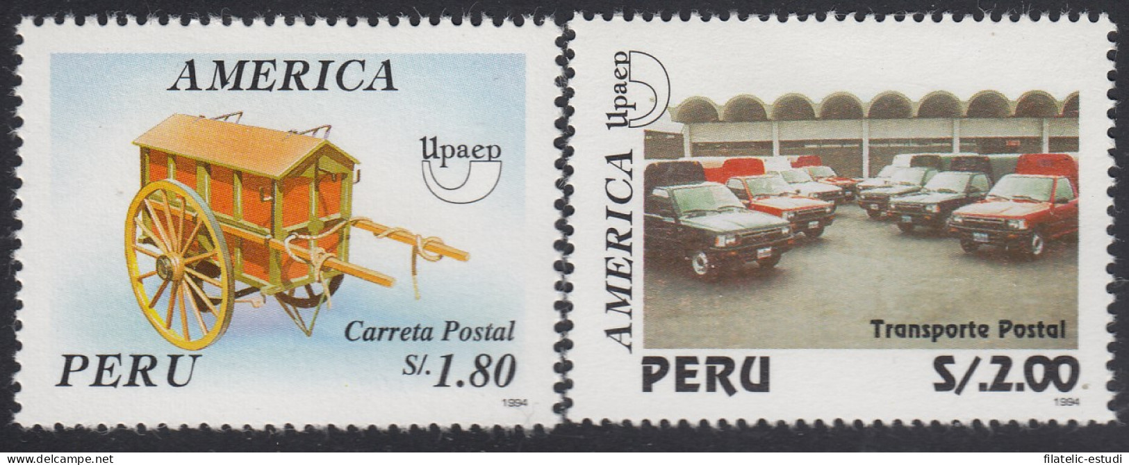 Upaep Perú 1054/55 1994 Carretilla Postal Antigua Furgonetas Modernas Car MNH - Altri - America