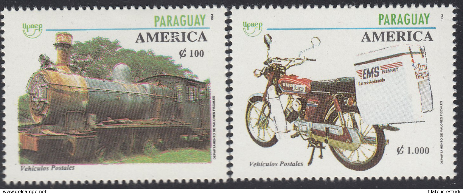 Upaep Paraguay 2668/69 1994 Locomotora De Vapor Motocicleta Train Bicycle MNH - Altri - America