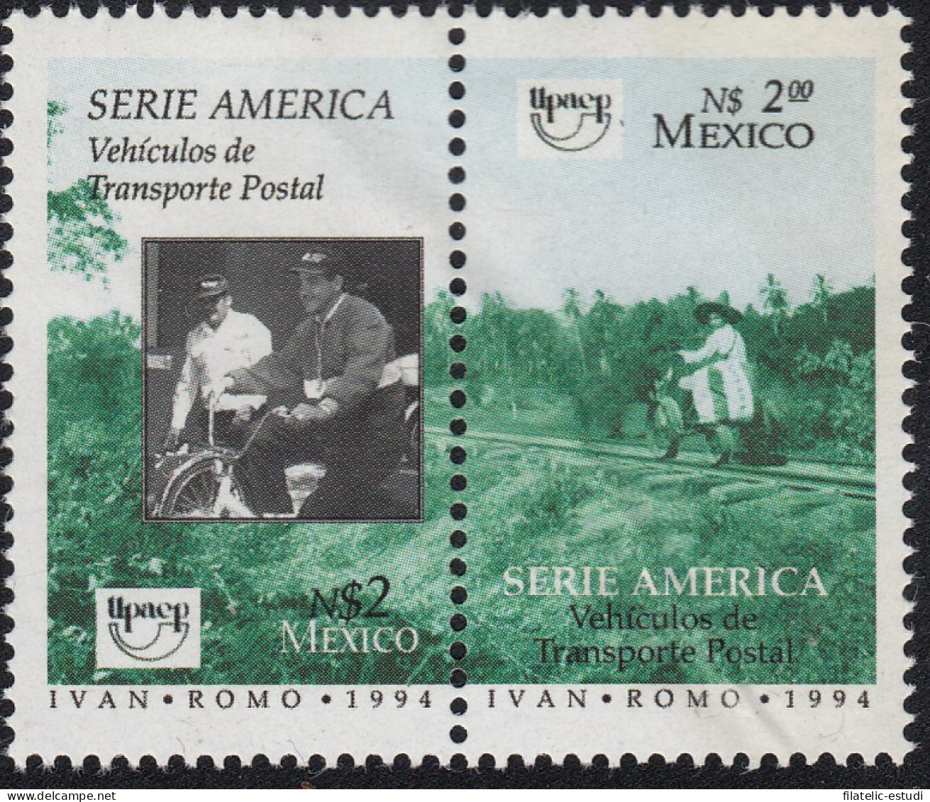 Upaep México 1581/82 1994 Cartero En Bicicleta Bicycle Y Autocarril MNH - Altri - America