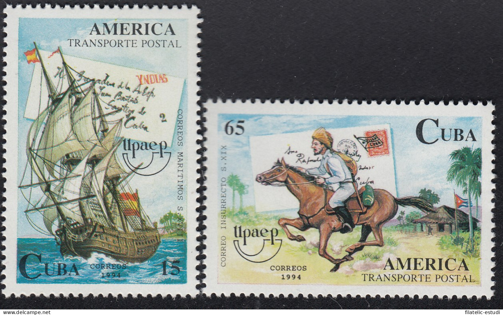 Upaep Cuba 3418/19 1994 Correo Naval SXVIII A Caballo Horse  Saca MNH - Altri - America