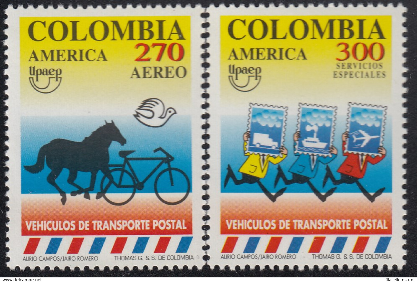 Upaep Colombia 890 1022 1994 Caballo Bicicleta Horse Bicycle  Personajes Lleva - Altri - America