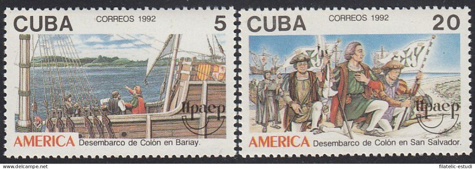 Upaep Cuba 3203/04 1992 Desembarco De Colon Columbus  Bariay Y San Salvador MN - Altri - America