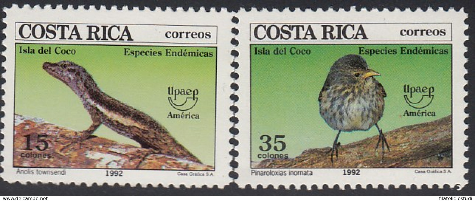 Upaep Costa Rica 559/60 1992 Bird Anolis Pinaroloxias MNH - Altri - America