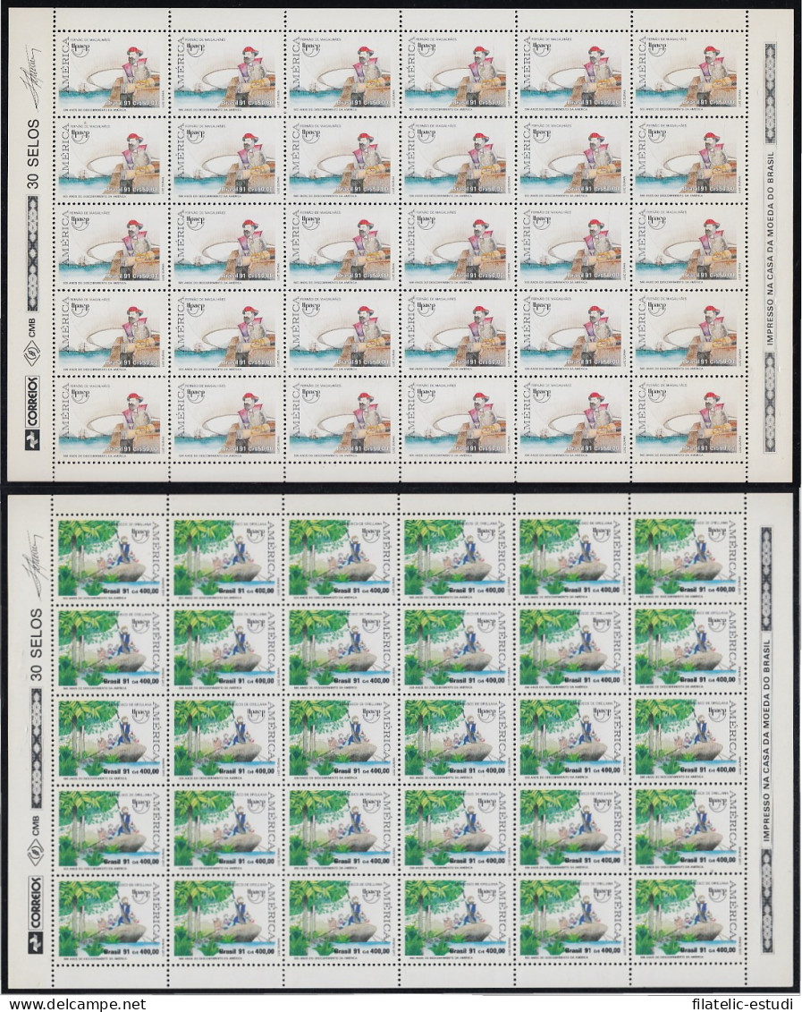 Upaep Brasil 2038/39 1991 Hojas Completas Magallanes Y Orellana MNH - Altri - America