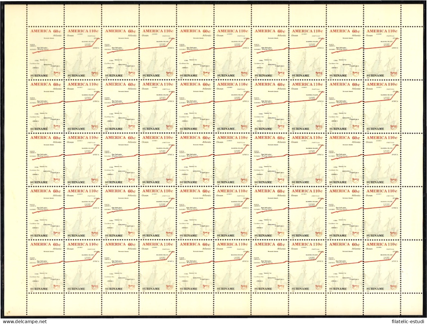 Upaep Suriname 1229/30 1991 Hojas Completas Ruta De Cristóbal Colón MNH - Altri - America