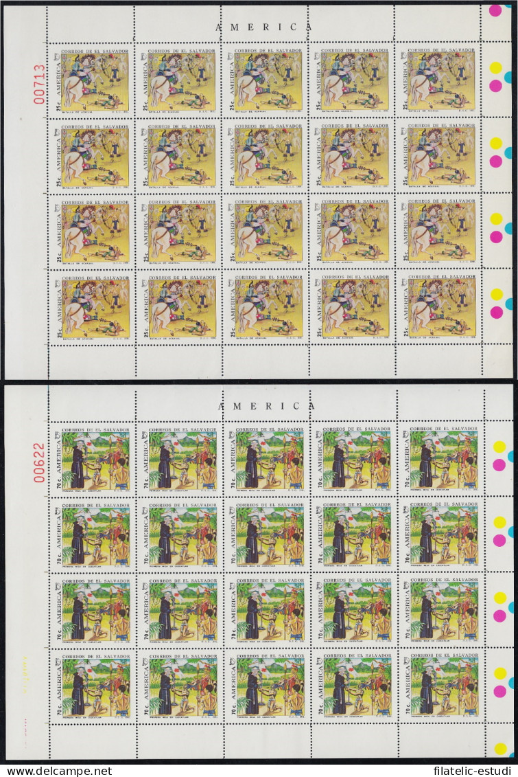 Upaep El Salvador 1121/22 1991 Hojas Completas Acaxual Misa En Cuzcatlan MNH - Altri - America