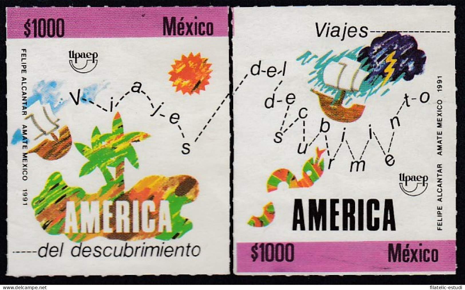 Upaep Mexico 124 1991 Carabela Tierra Con Palmeras Serpiente MNH - Altri - America