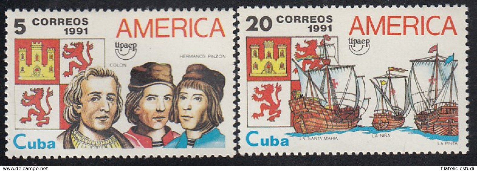 Upaep Cuba 3153C/3153D 1991 Colón Columbus Pinzón Carabelas Sta María Niña Pin - Altri - America