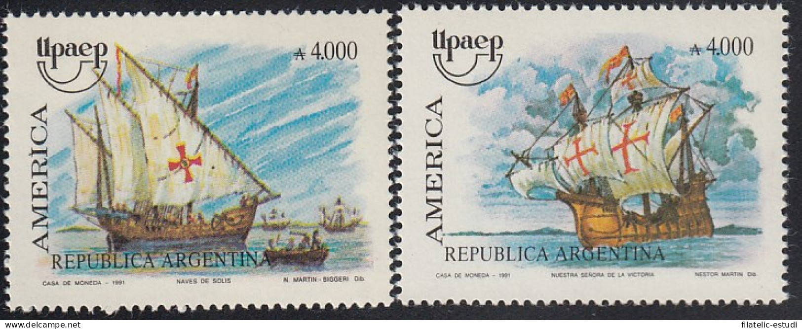 Upaep Argentina 1755/56 1991 Nave Ntra Sra De La Victoria Y Juan Díaz Solis MN - Altri - America