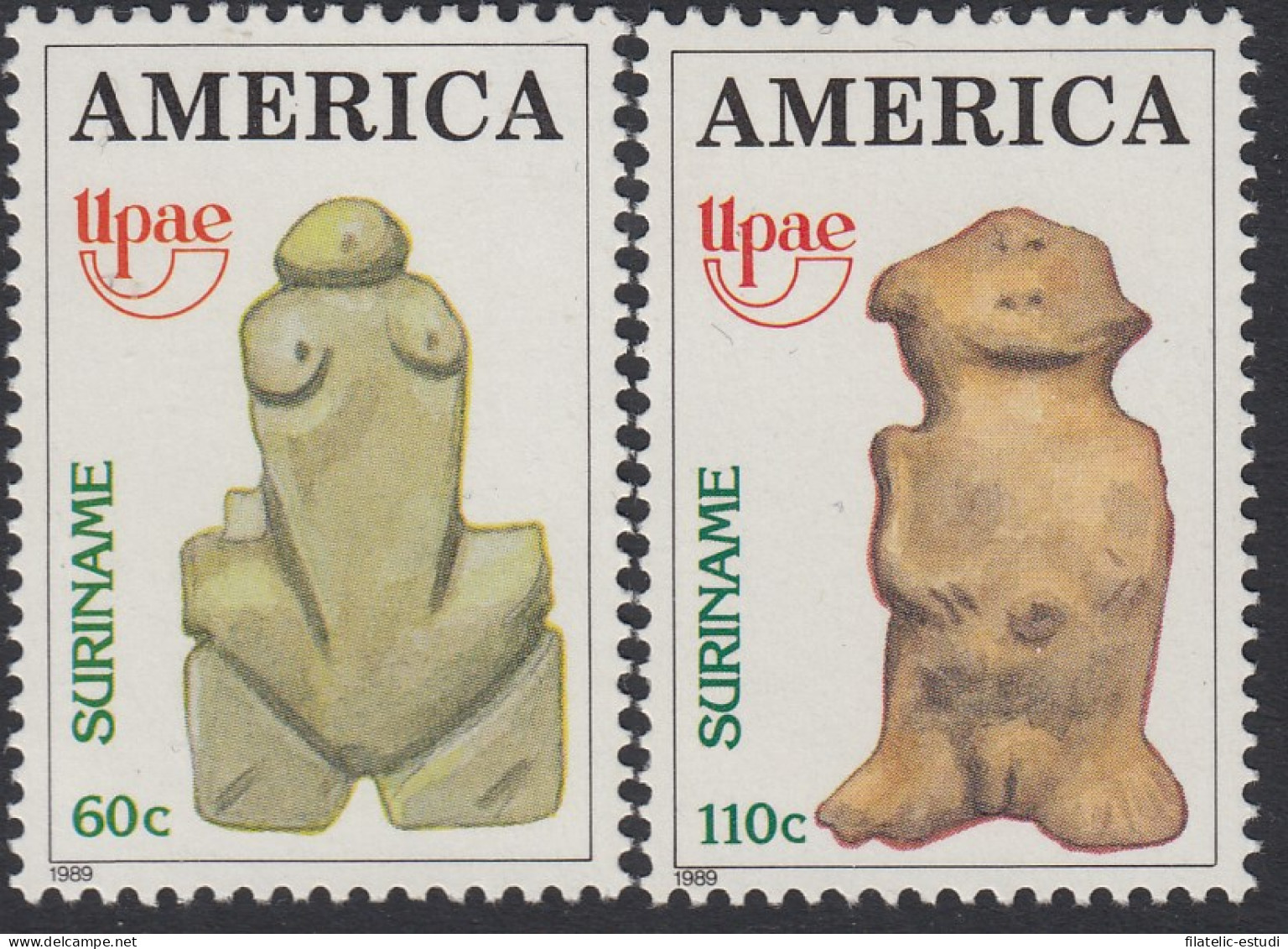 Upaep Suriname 1163/64 1989 Figura Precolombina MNH - Altri - America