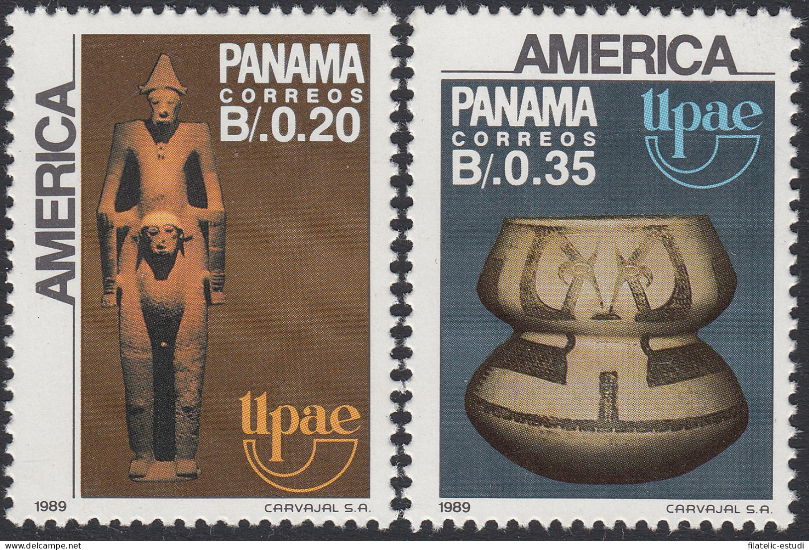 Upaep Panamá 1060/61 1989 Estatuilla Vaso Decorado MNH - Altri - America