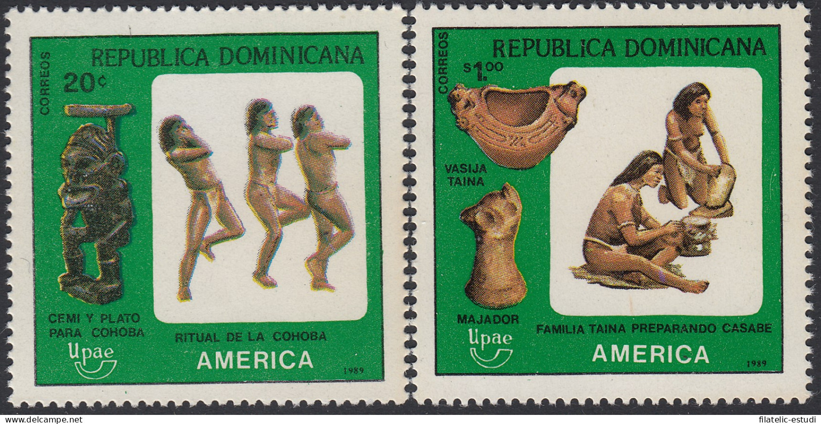 Upaep República Dominicana 1061/62 1989 Estatua De Plata Vasija MNH - Altri - America