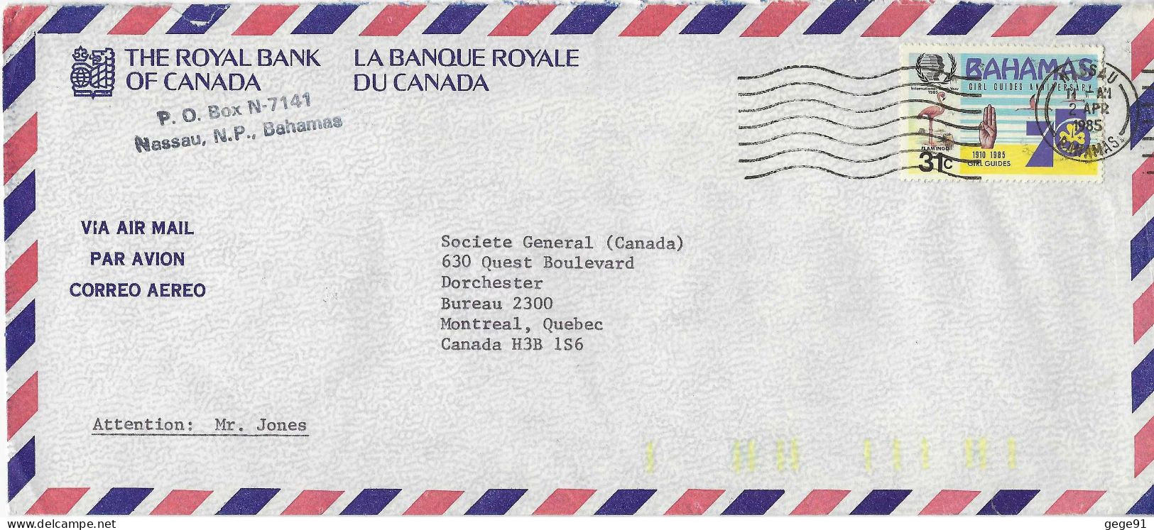 YT 569 - 75 Ans Des Guides - Scoutisme - Lettre Pou Le Canada - Bahamas (1973-...)