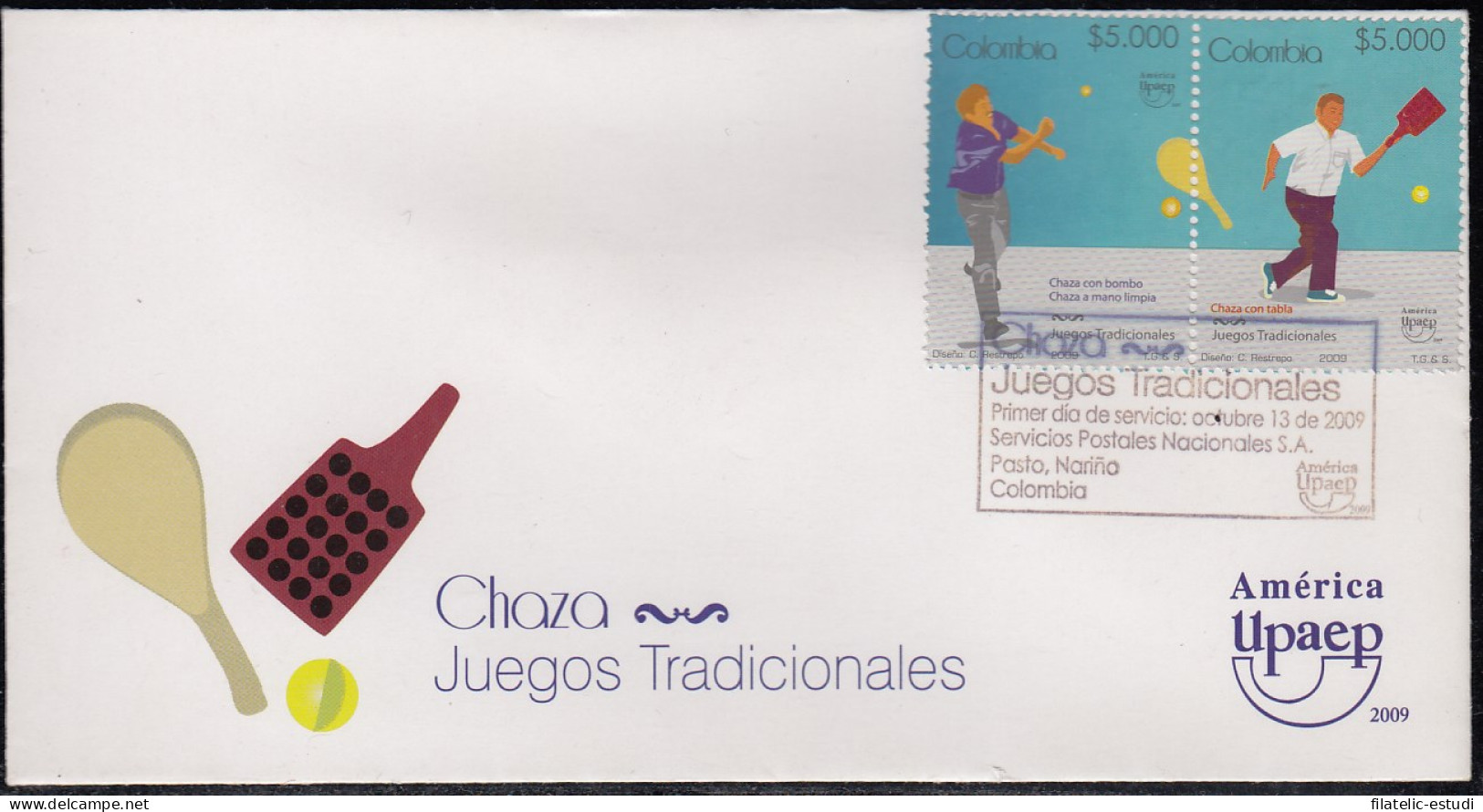 Upaep Colombia 1501/02 2009 Chaza Con Bombo Tabla Mano SPD FDC Sobre Primer Dí - Altri - America