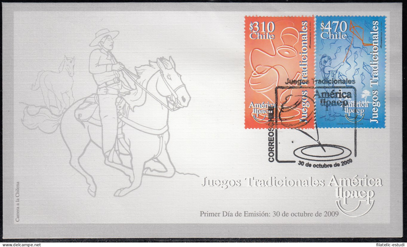 Upaep Chile 1918/19 2009 Juegos Tradicionales Horse SPD FDC Sobre Primer Día - Otros - América