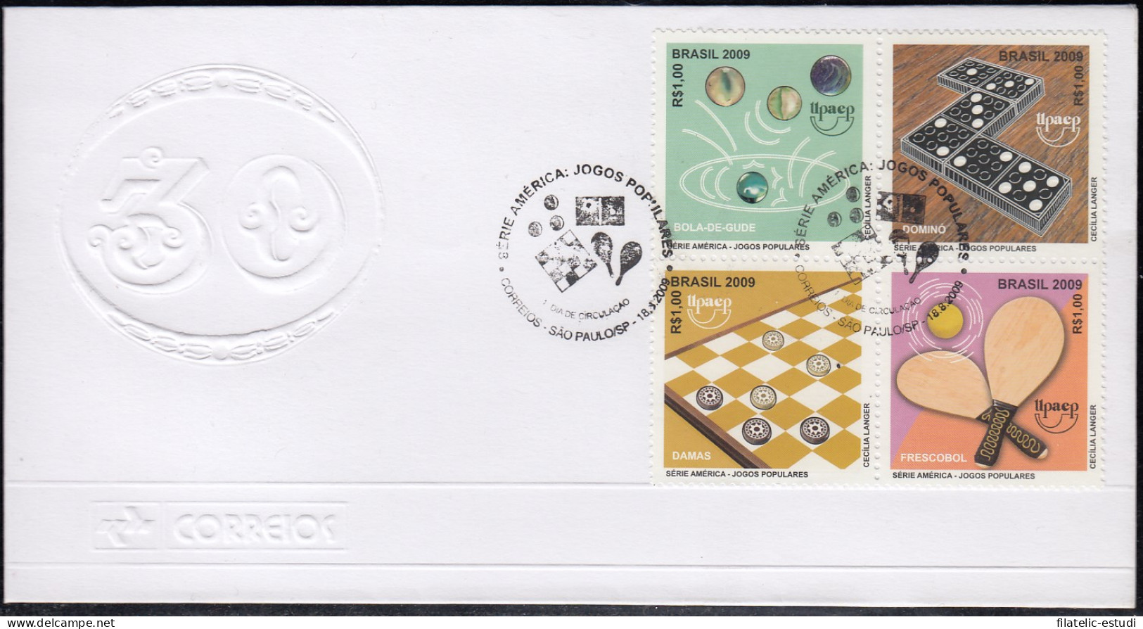 Upaep Brasil 3070/73 2009 Damas Dominó Frescobo SPD FDC Sobre Primer Día - Altri - America