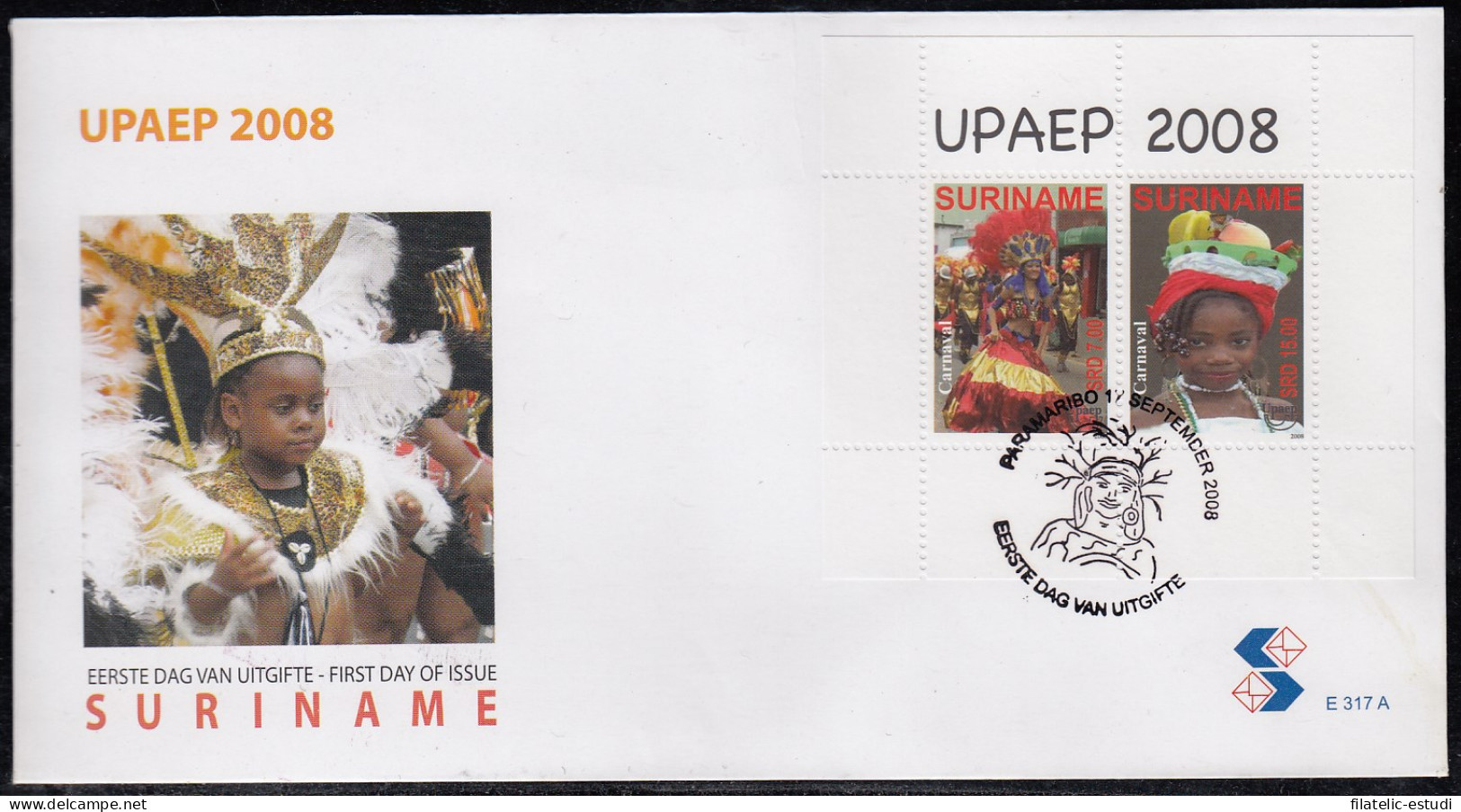 Upaep Suriname HB 168 2008 Carnaval Fiestas Nacionales SPD FDC Sobre Primer Dí - Altri - America