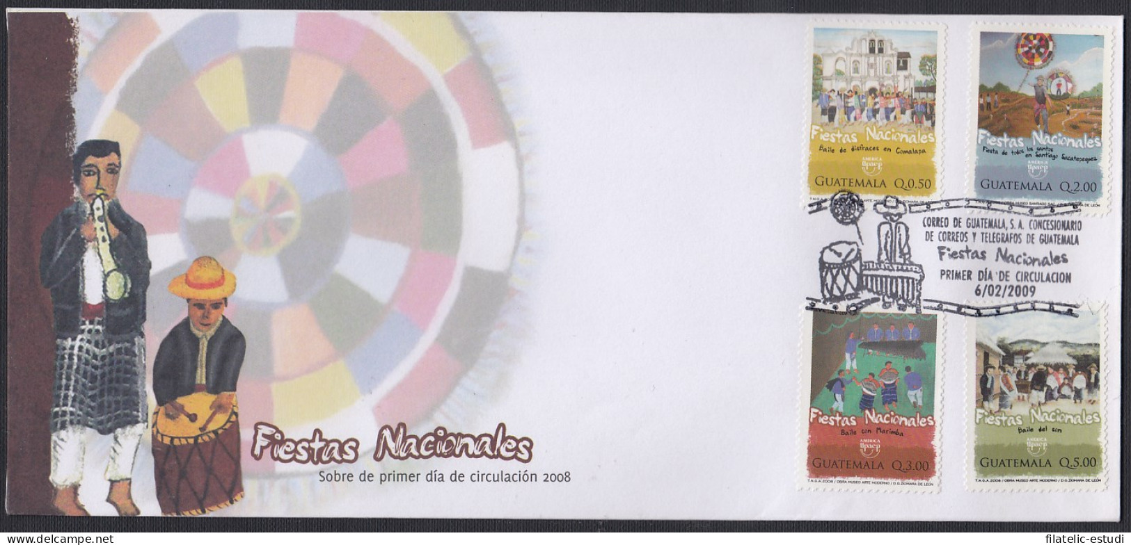 Upaep Guatemala 599/602 2008 Son Marimba SPD FDC Sobre Primer Día - Altri - America