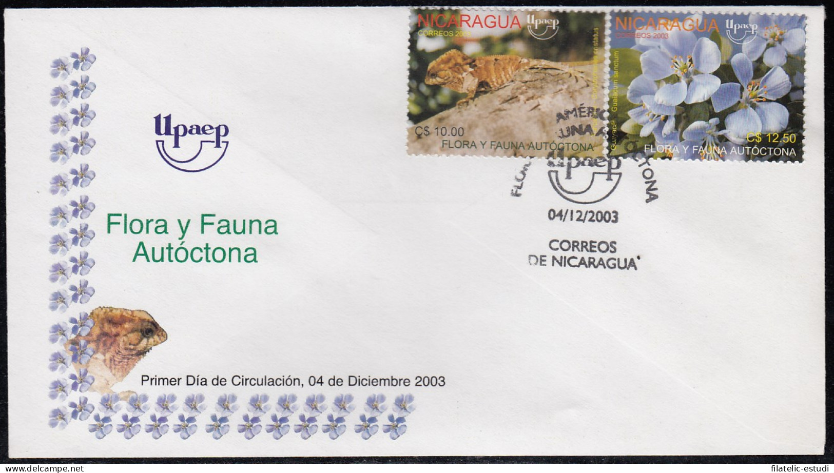 Upaep Nicaragua 2003 Corytophanes Cristatus SPD FDC Sobre Primer Día - Altri - America